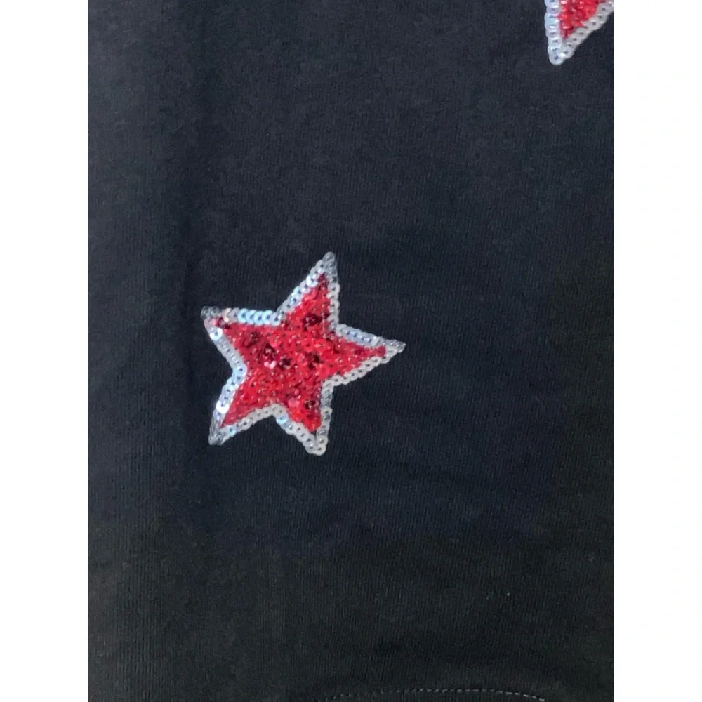 PEACH LOVE CALIFORNIA Sequin star black tunic tee S M L - Picture 5 of 10